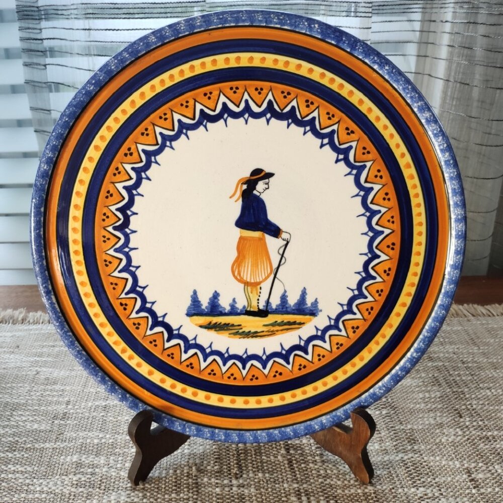Henriot Quimper Faience VTG Platter French Ceramic Hand Painted Signed 11.5"